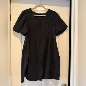 Old Navy Black Midi Dress with V-Neck